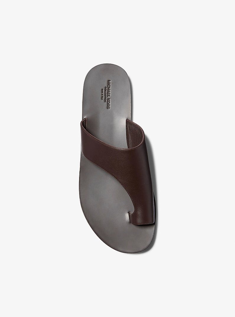 Nettuno Leather Thong Sandal in CHOCOLATE | Michael Kors