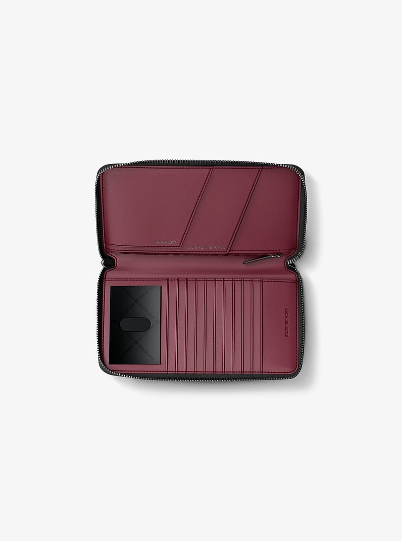 Cooper Signature Logo Continental Wallet in MAROON | Michael Kors