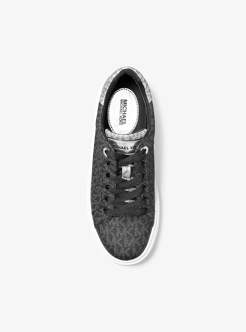 Romey Metallic Two-Tone Signature Logo Platform Sneaker in BLACK | Michael Kors