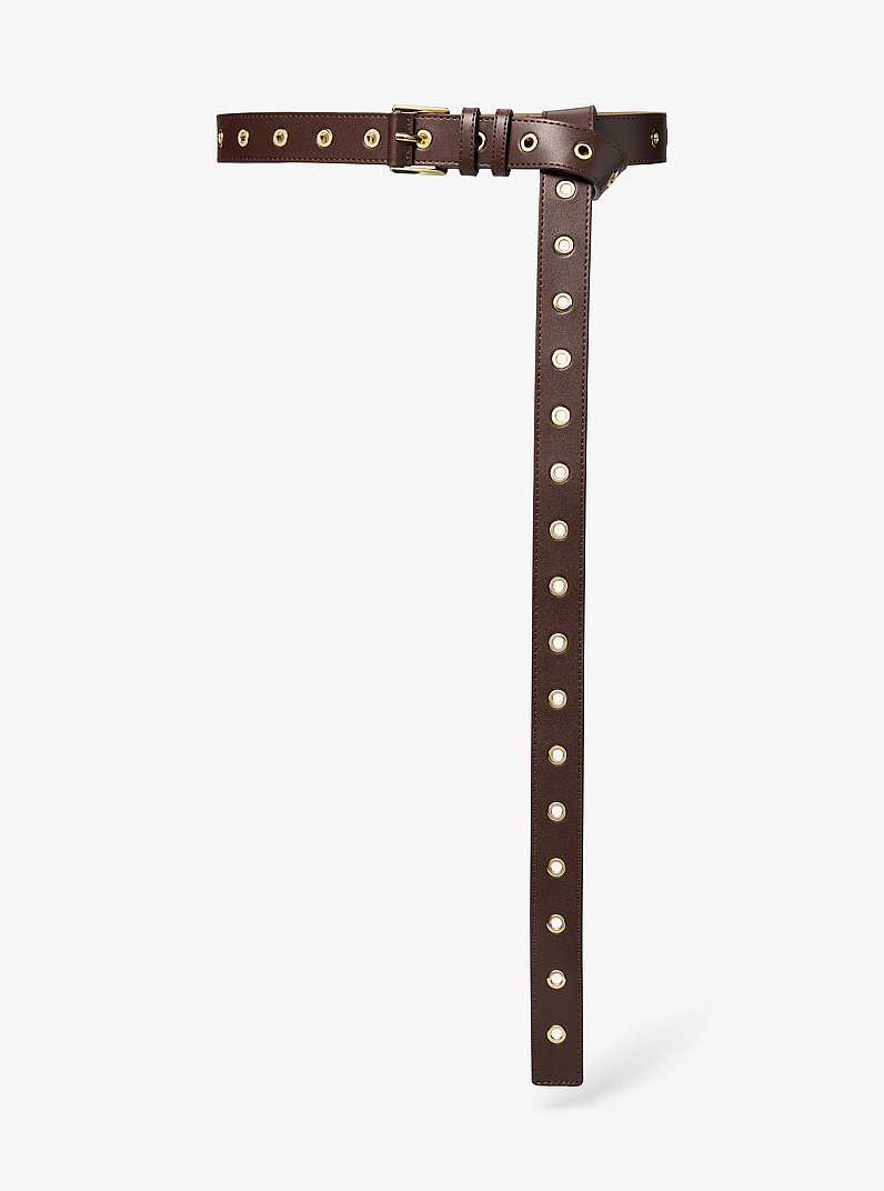 Grommeted Leather Belt in CHOCOLATE | Michael Kors