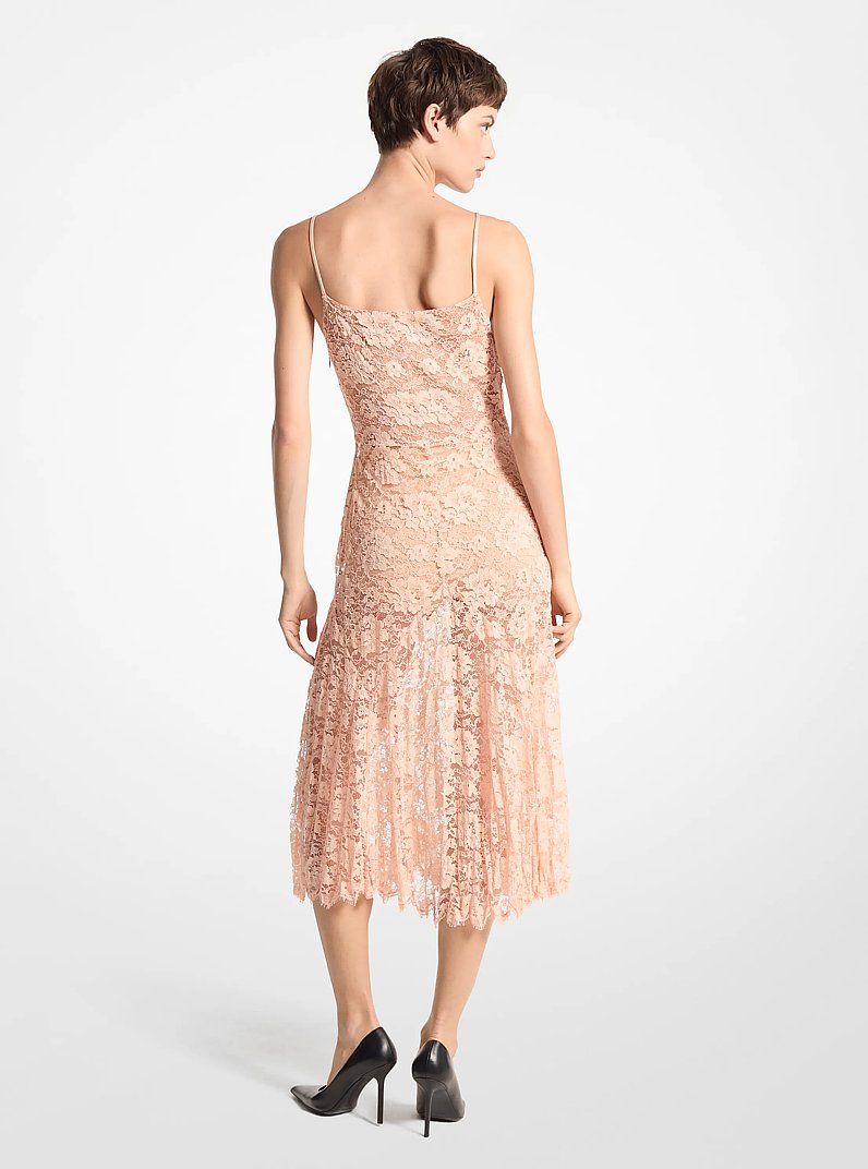 Crushed Floral Lace Slip Dress in SHELL | Michael Kors