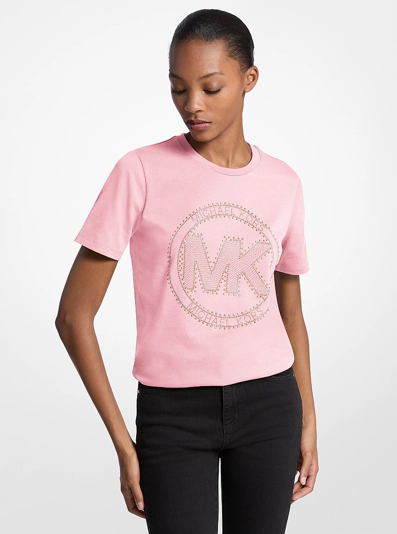 Camiseta de punto de algod&oacute;n org&aacute;nico con logotipo con tachuelas in CLAVEL | Michael Kors