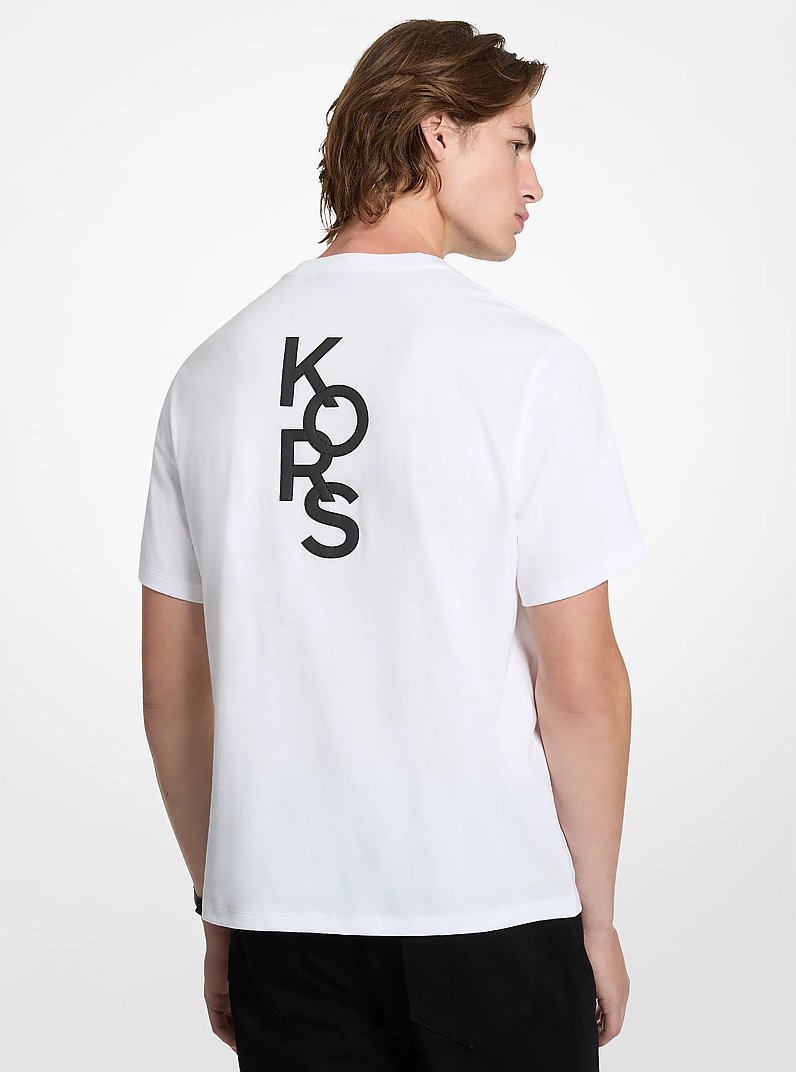 Graphic Logo Cotton Jersey T-Shirt in WHITE | Michael Kors