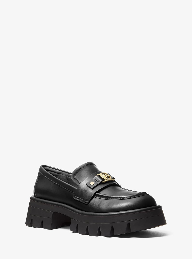 Mandy Leather Platform Loafer in BLACK | Michael Kors