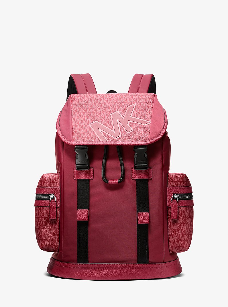 Cooper Signature Logo and Nylon Backpack in CHERRY | Michael Kors