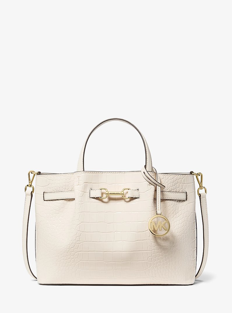 Sacoche Carson de taille moyenne gaufr&eacute; &agrave; motif de crocodile in CR&Egrave;ME L&Eacute;GER | Michael Kors
