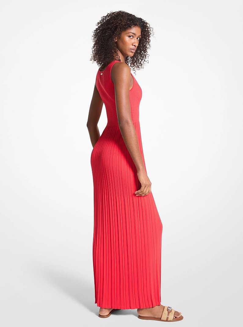 Ribbed Stretch Knit Maxi Dress in CORAL | Michael Kors