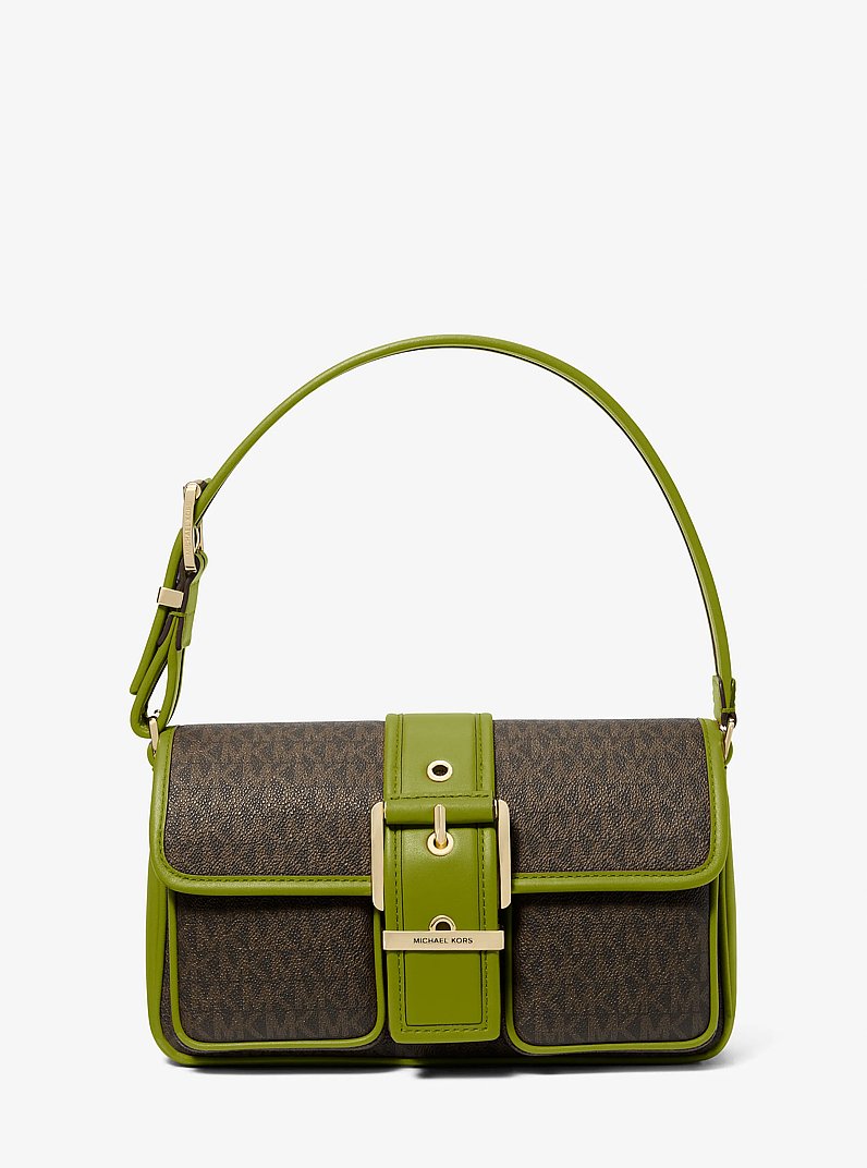 Colby Medium Signature Logo Shoulder Bag in MEADOW GREEN | Michael Kors