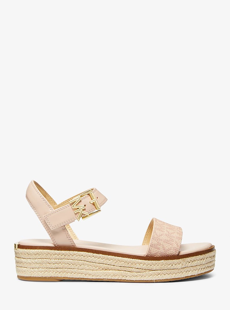Richie Smooth and Logo Platform Espadrille Sandal in BALLET | Michael Kors