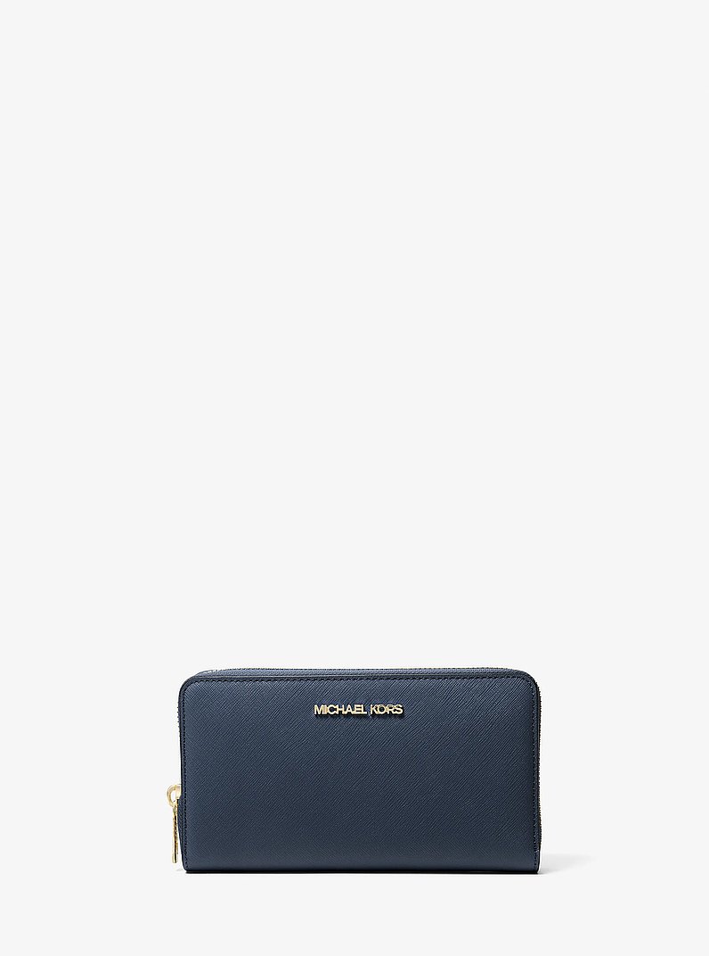 Portafoglio Jet Set medio in pelle Saffiano in NAVY | Michael Kors