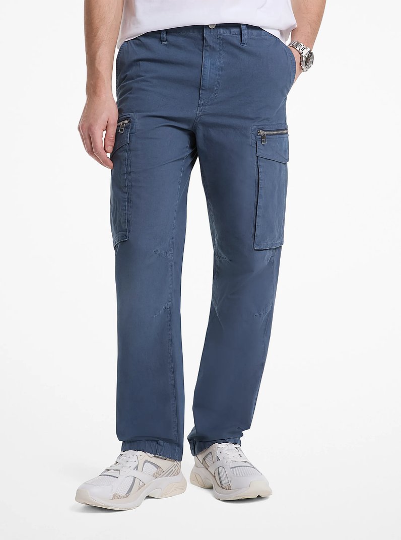 Stretch Cotton Poplin Cargo Pants in DK CHAMBRAY | Michael Kors