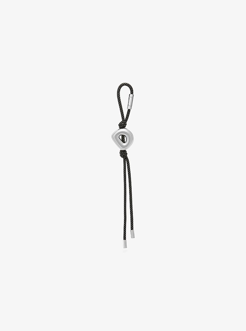 Breloque de sac initiale argent&eacute;e avec cordon mouchet&eacute; in SH RHODIUM | Michael Kors