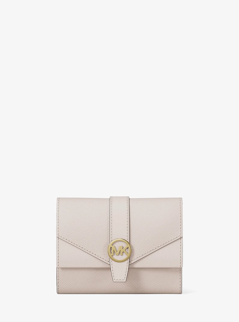 Greenwich Medium Saffiano Leather Trifold Wallet in LT CREAM | Michael Kors