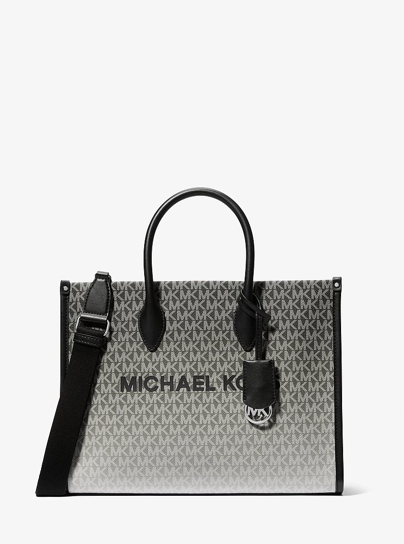 Mirella Medium Ombr&eacute; Logo Tote Bag in BLACK | Michael Kors