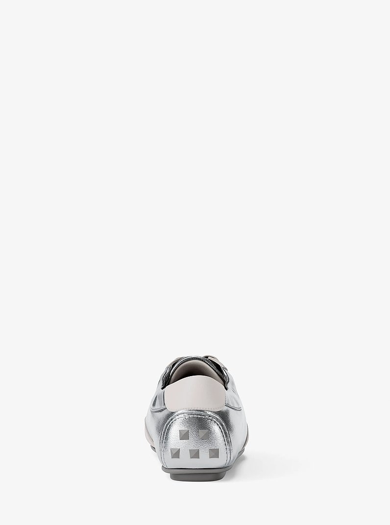 Espadrille Susie en cuir m&eacute;tallis&eacute; in ARGENT | Michael Kors