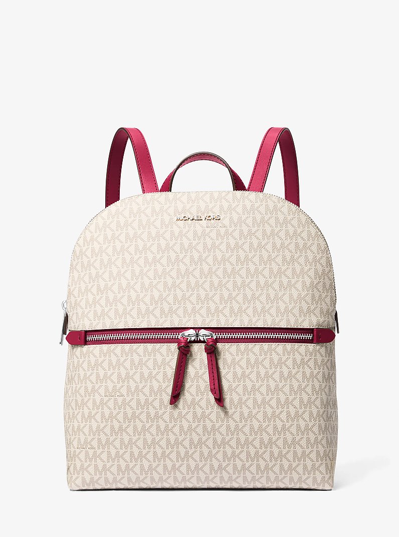 Dallas Medium Signature Logo Backpack in DARK RASPBERRY MULTI | Michael Kors