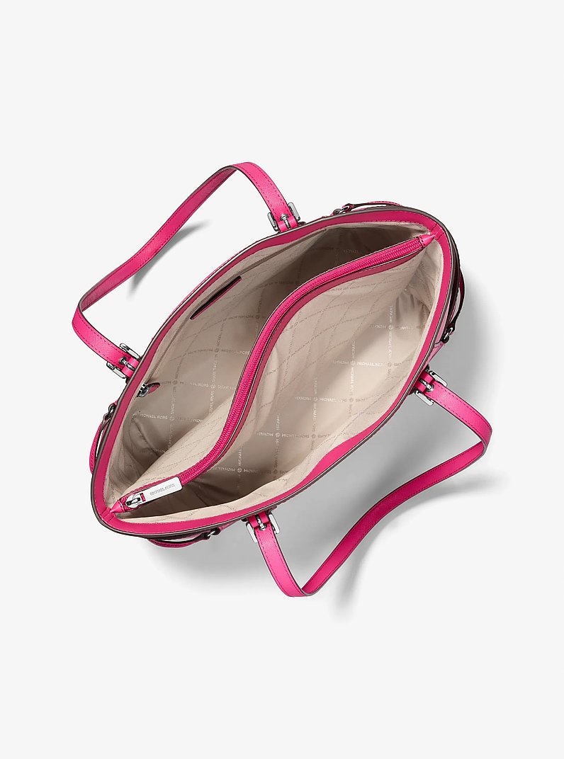 Voyager Large Saffiano Leather Tote Bag in DRAGONFRUIT | Michael Kors