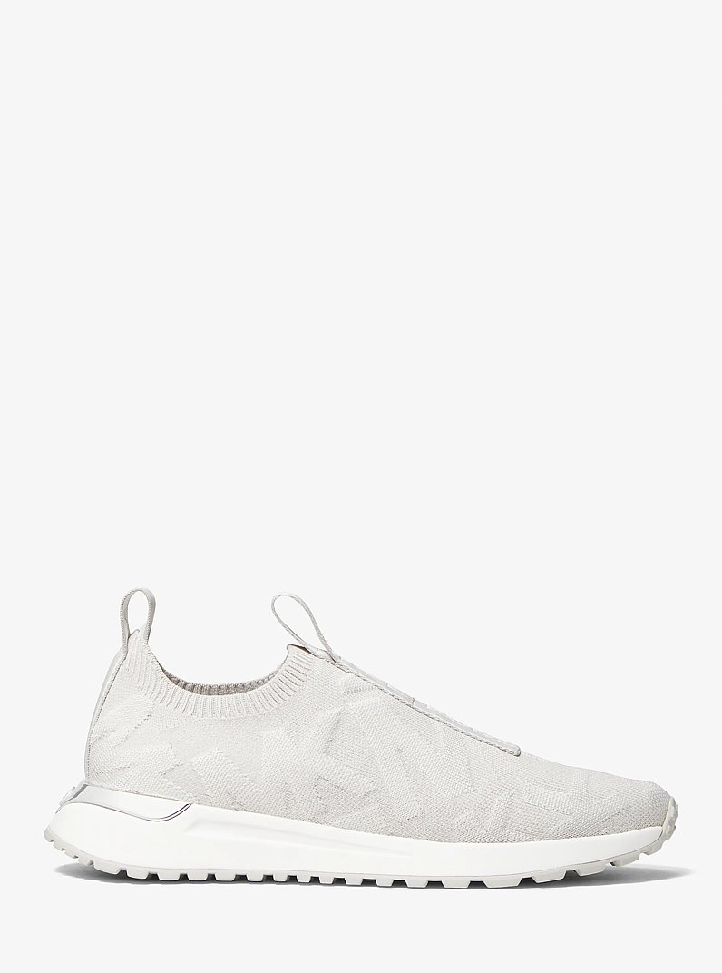 Bodie Logo Embossed Stretch Knit Slip-On Trainer in ALUMINUM | Michael Kors