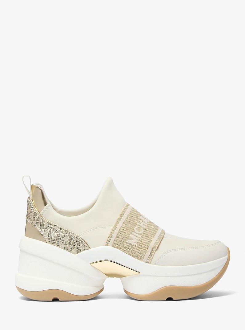 Sneaker Olympia in tessuto scuba metallizzato in ORO PALLIDO | Michael Kors