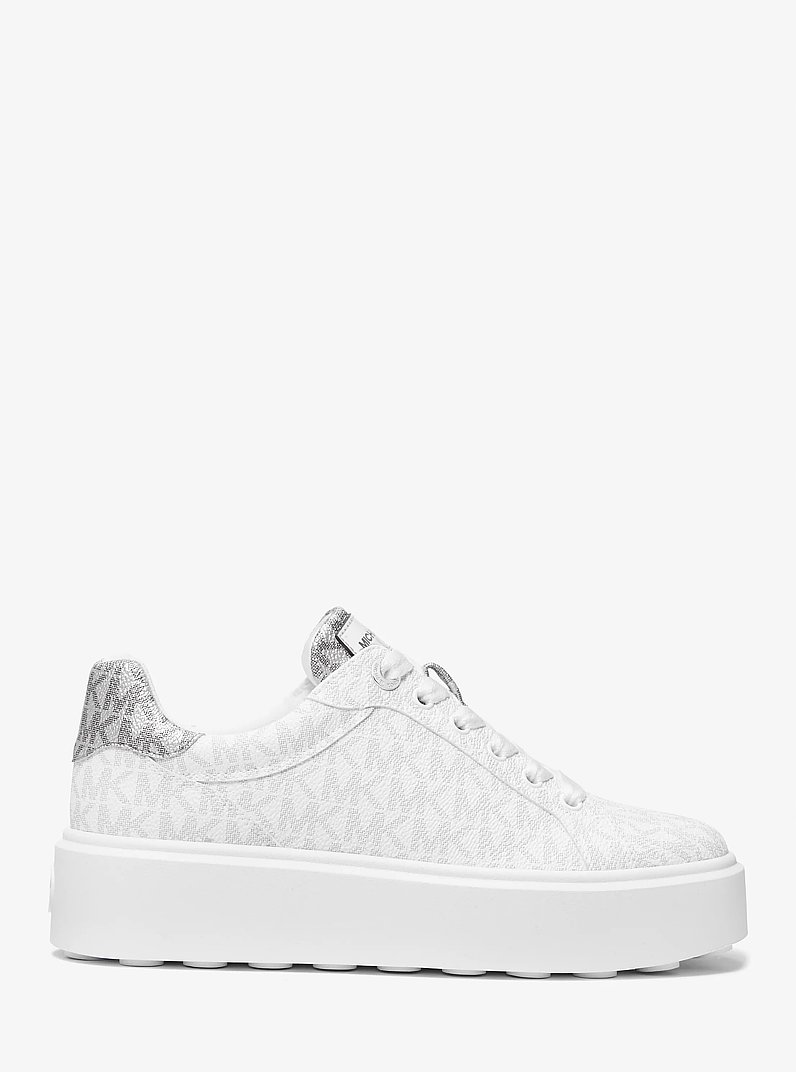Romey Metallic Two-Tone Signature Logo Platform Sneaker in BRIGHT WHT | Michael Kors