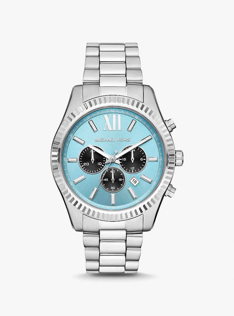 Oversized Lexington Silver-Tone Watch in SILVER | Michael Kors