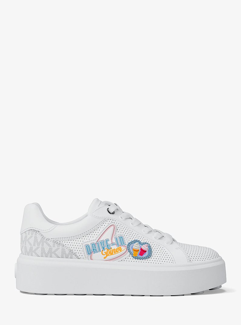 Romey Embellished Mixed-Media Sneaker in BRIGHT WHT | Michael Kors