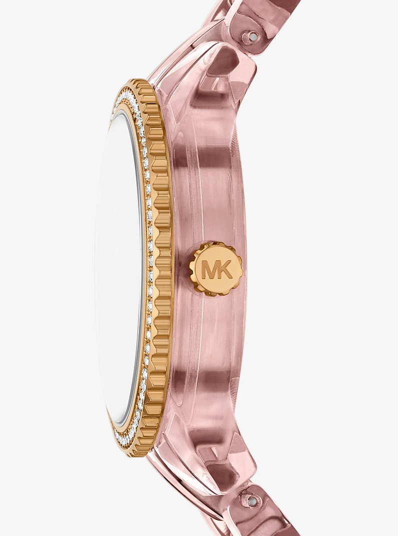 Ritz Pav&eacute; Pink-Tone and Acetate Watch in PRIMROSE | Michael Kors