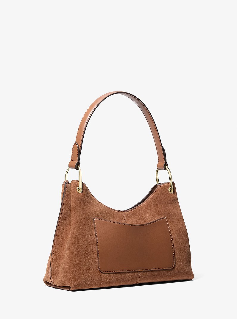 Joan Medium Suede Shoulder Bag in LUGGAGE | Michael Kors