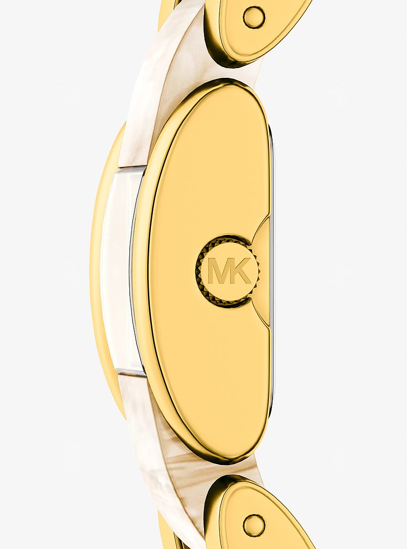 Petite montre Darrington dor&eacute;e en ac&eacute;tate &agrave; motif &eacute;caille de tortue in CORNE | Michael Kors