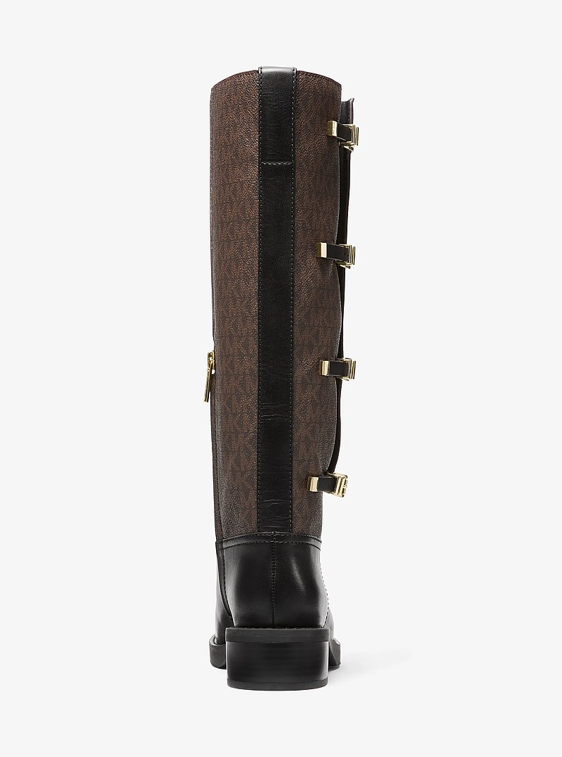 Darrington Signature Logo and Leather Boot in BROWN/BLK | Michael Kors