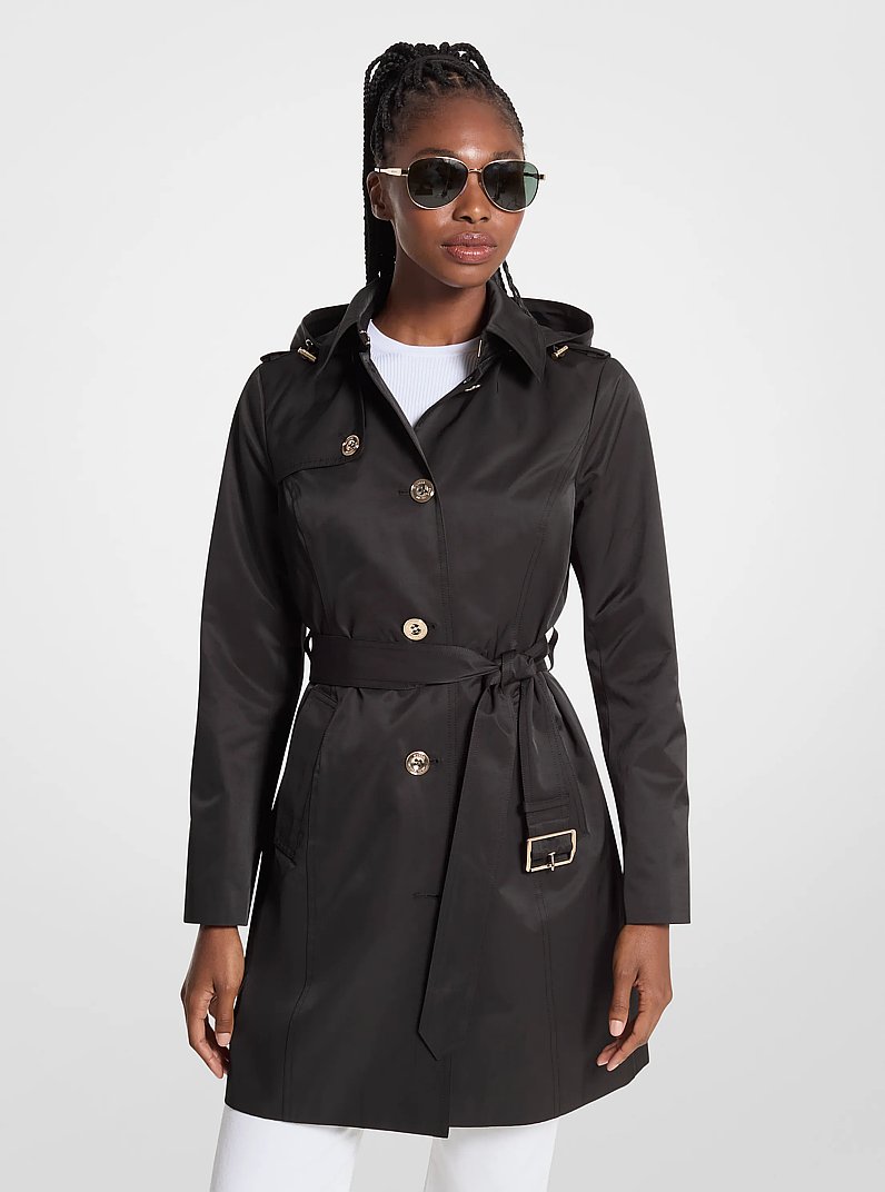 Cotton Blend Trench Coat in BLACK | Michael Kors