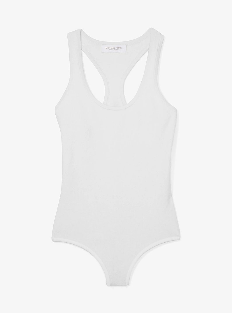 Stretch Cashmere Scoop-Neck Bodysuit
