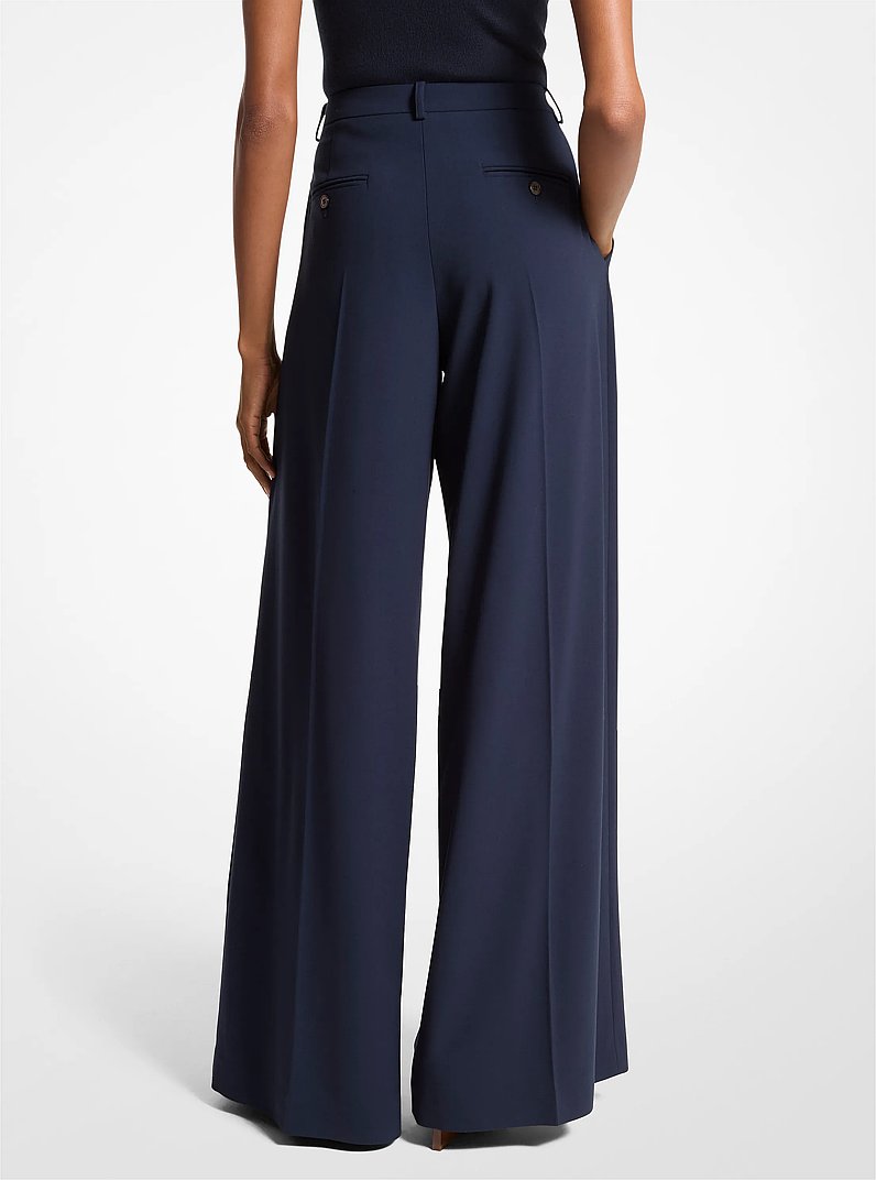 Wool Serge Palazzo Trousers in MIDNIGHT | Michael Kors