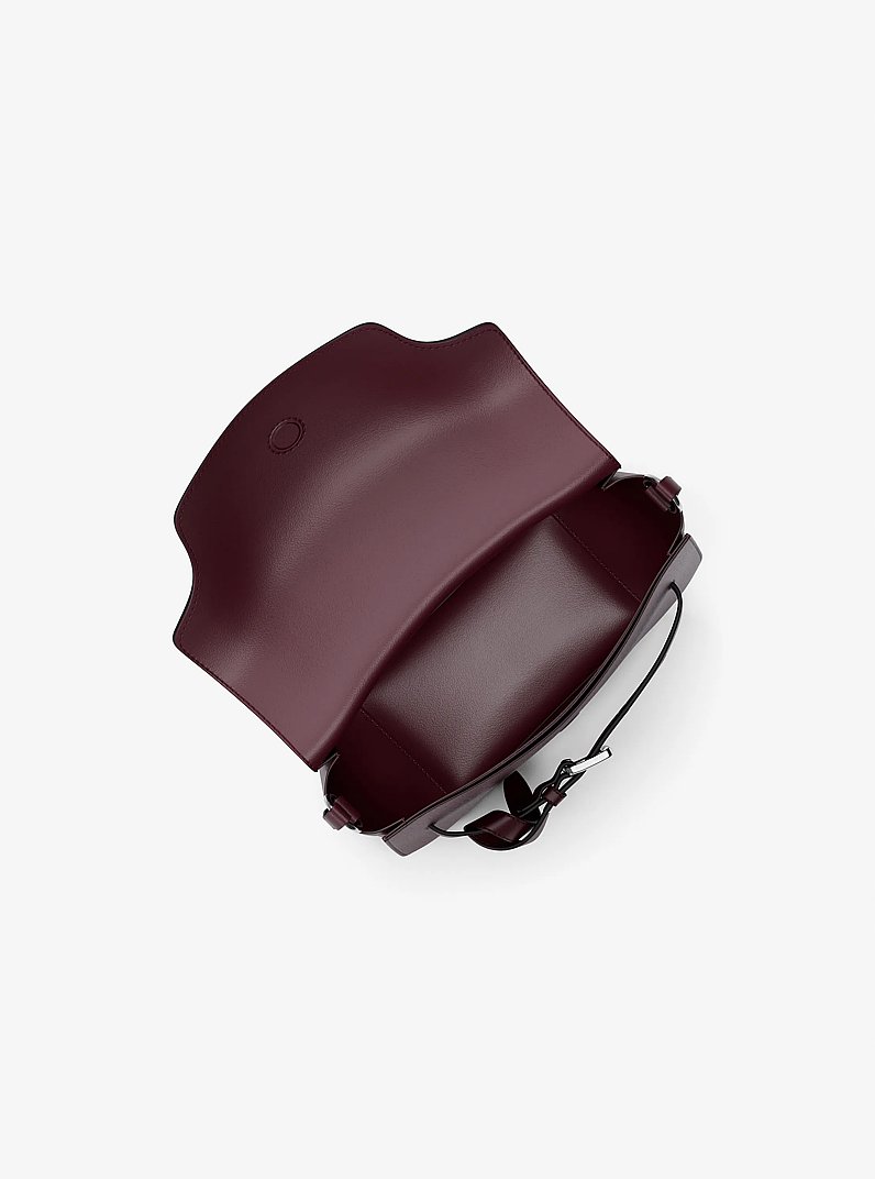 Emilia Small Pebbled Leather Saddle Crossbody Bag in OXBLOOD | Michael Kors
