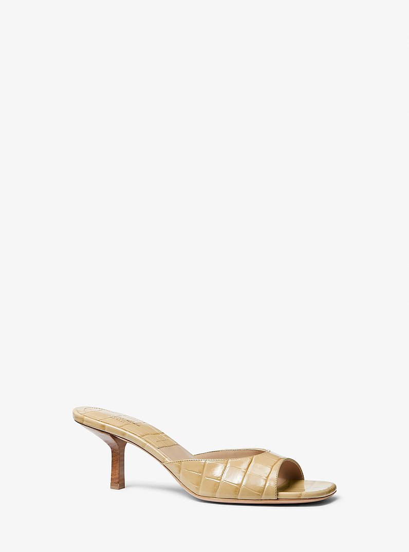Anita Crocodile Embossed Leather Sandal in DUNE | Michael Kors