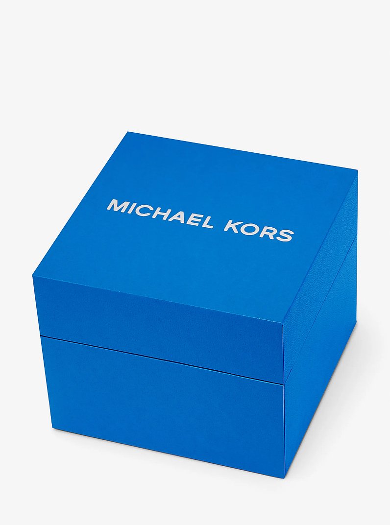 Watch Hunger Stop Oversized Runway Silver-Tone Watch in SILVER | Michael Kors