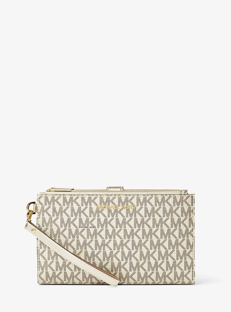 Jet Set Travel Large Signature Logo Wristlet in PALE GOLD | Michael Kors