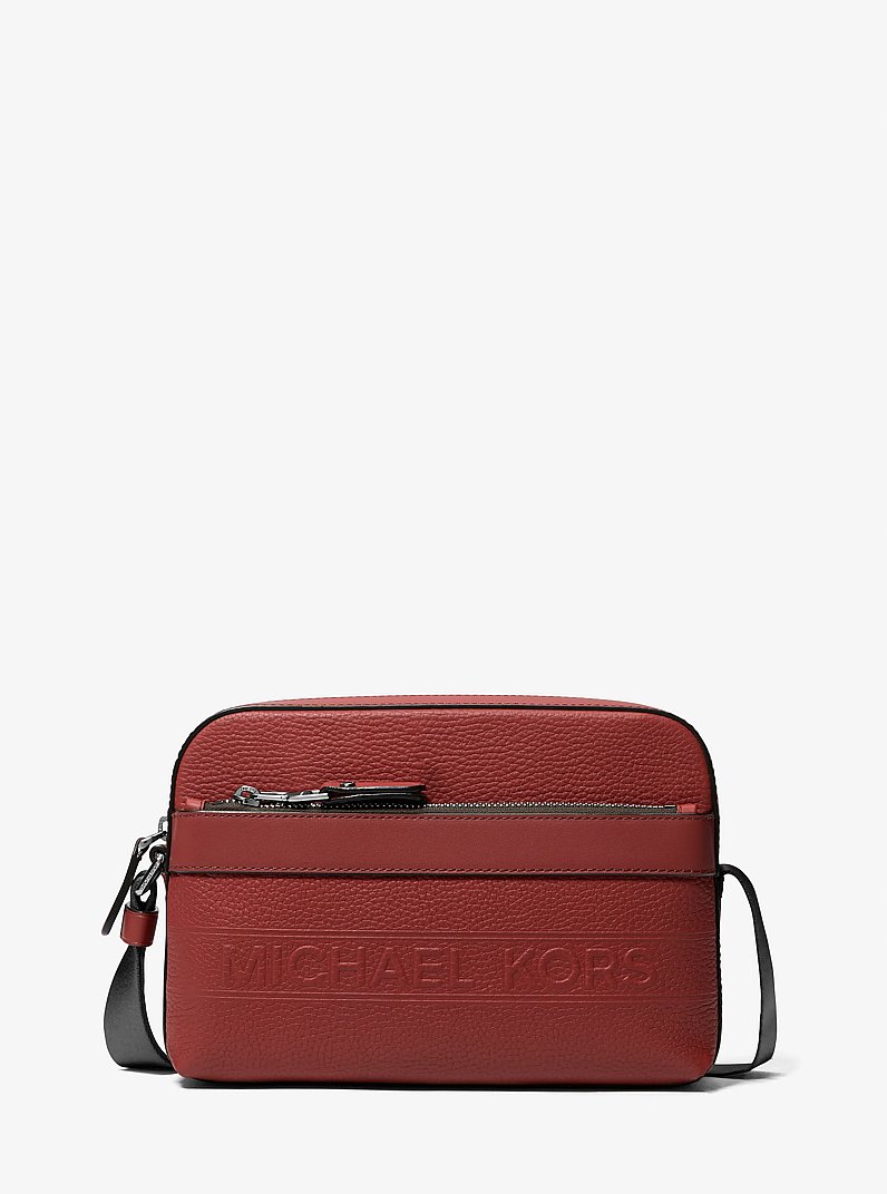 Hudson Pebbled Leather Utility Crossbody Bag in DARK_BRANDY | Michael Kors