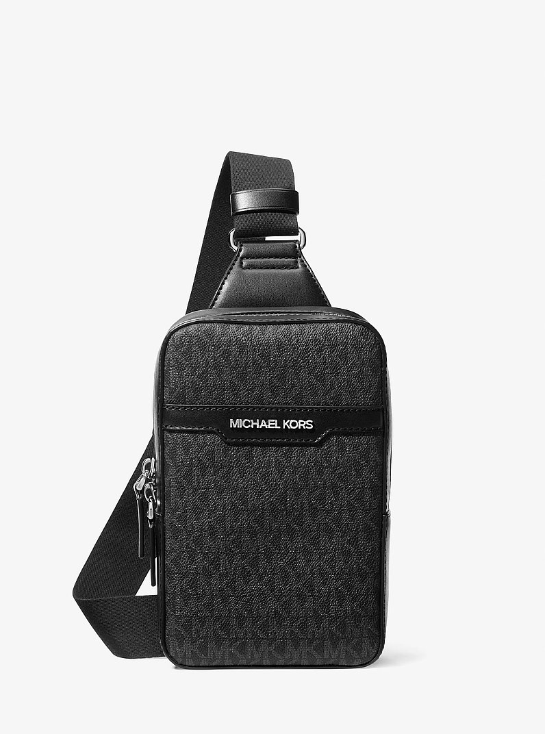 Cooper Medium Signature Logo Sling Pack in BLACK | Michael Kors