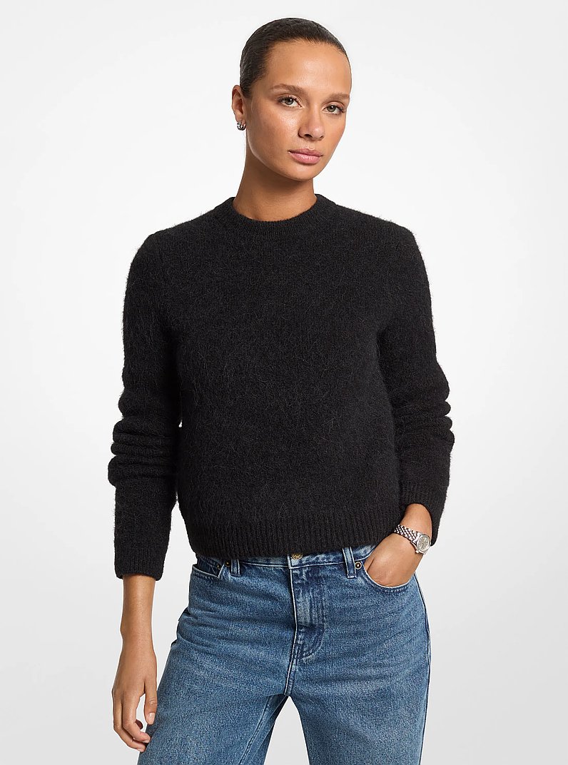 Brushed Alpaca Blend Sweater in BLACK | Michael Kors