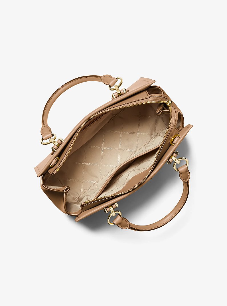 Marilyn Medium Saffiano Leather Satchel in HUSK | Michael Kors