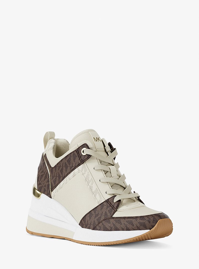 Georgie Signature Logo Wedge Trainer in BROWN MULTI | Michael Kors