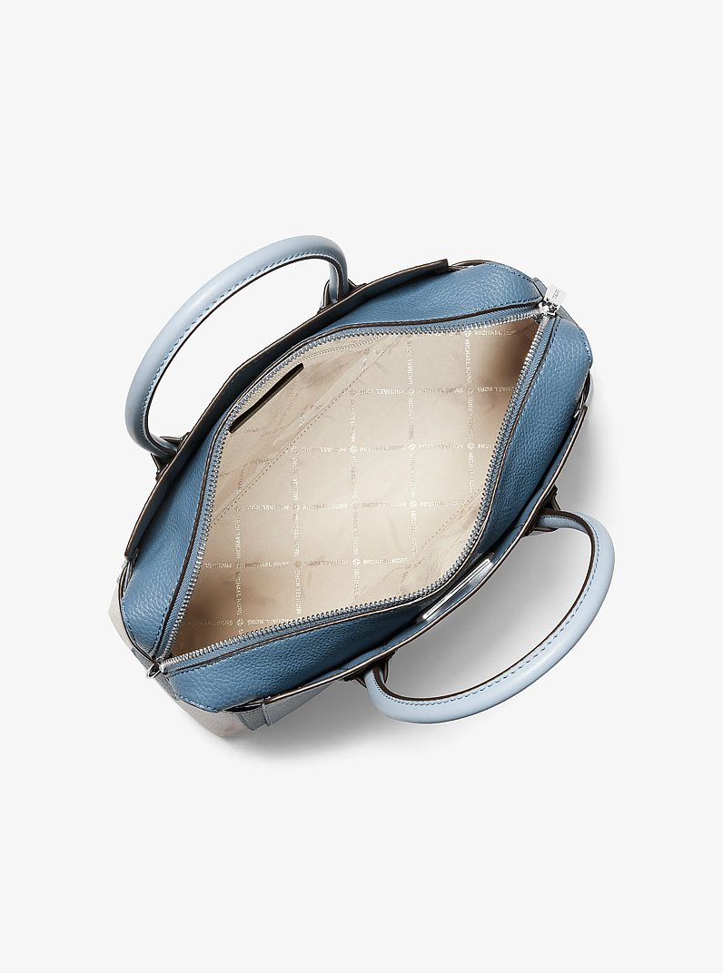 Mercer Medium Color-Block Belted Satchel in PALE BLUE MULTI | Michael Kors