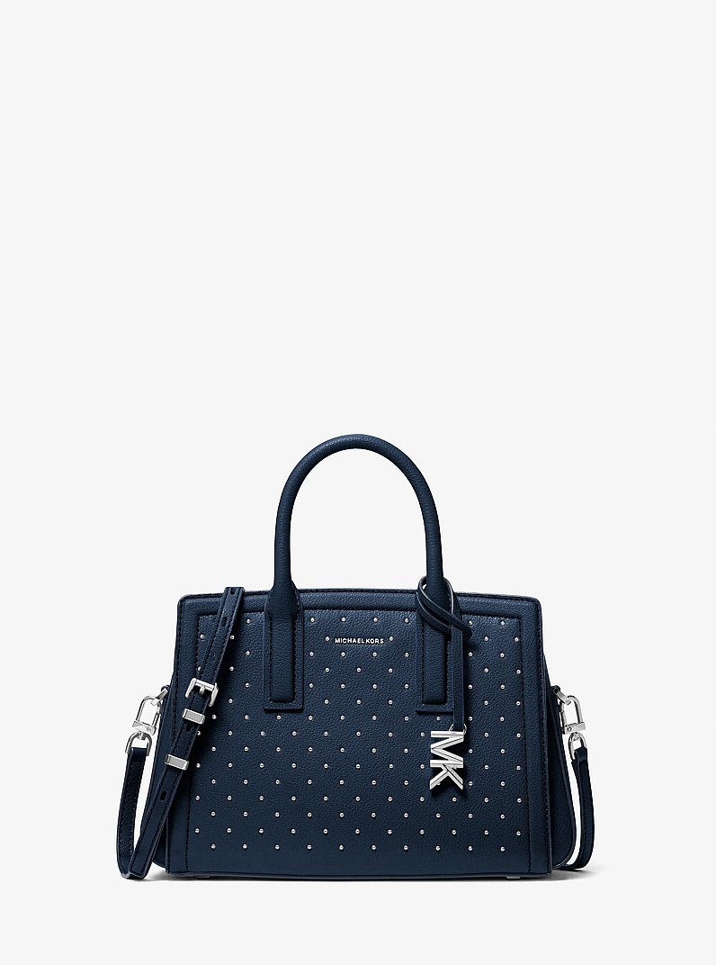 Laila Small Studded Leather Satchel in DRESS BLUES | Michael Kors