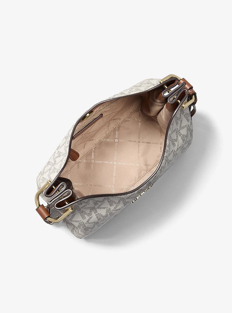 Borsa messenger Joan grande con logo in VANIGLIA/CUOIO | Michael Kors