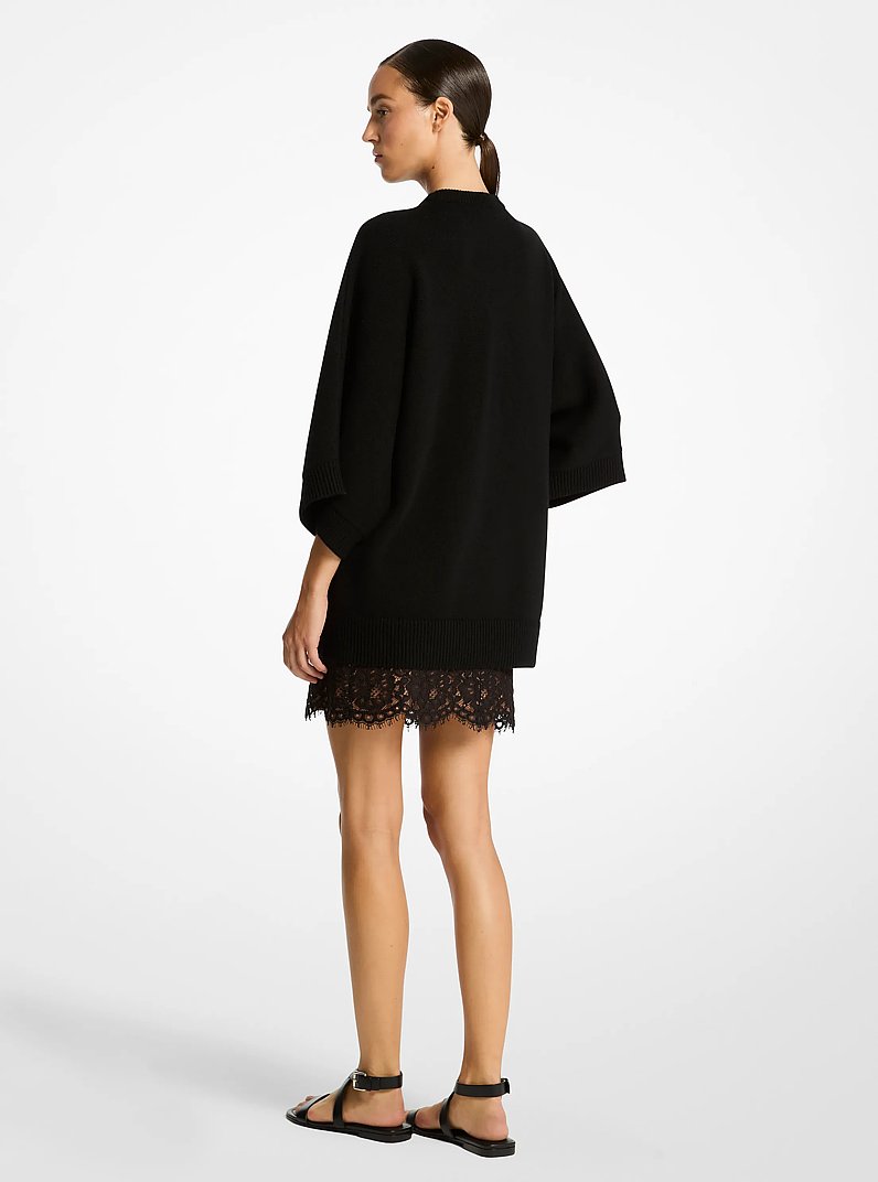 Oversized Cashmere Short-Sleeve Sweater in BLACK | Michael Kors