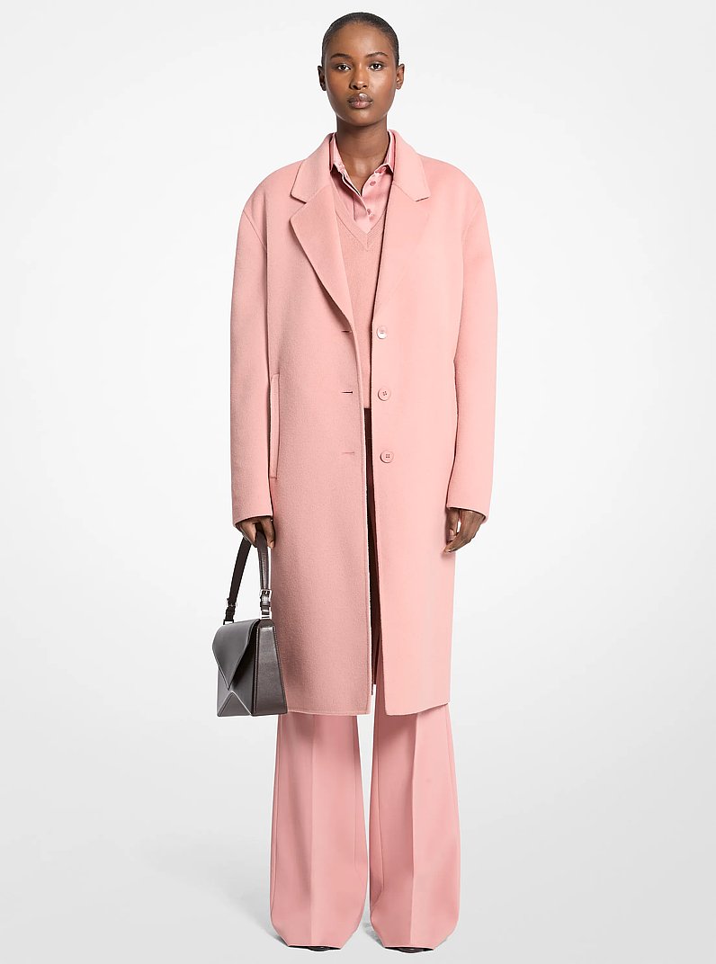 Abrigo holgado de lana Melton de doble cara in ROSETTE | Michael Kors