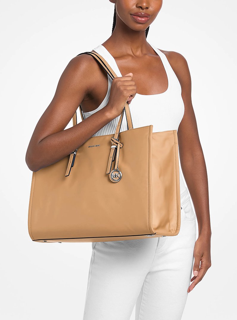 Zadie Large Nylon Tote Bag in PEANUT | Michael Kors