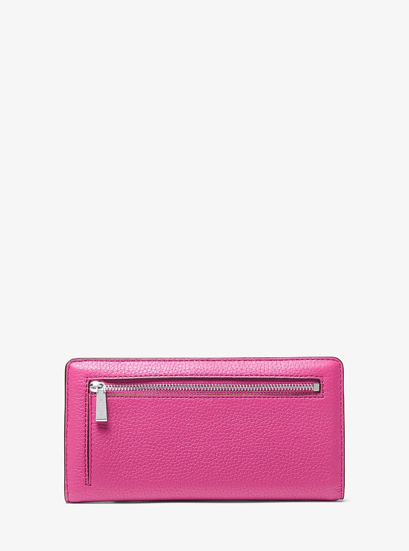 Bryant Large Pebbled Leather Snap-Front Wallet in RASPBERRY | Michael Kors