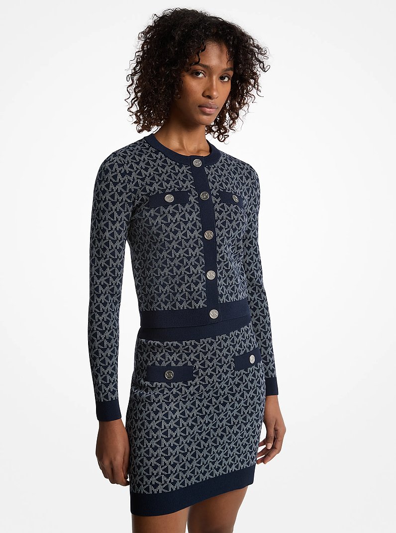 Chaqueta recortada en jacquard con logotipo in MIDNIGHTBLUE | Michael Kors